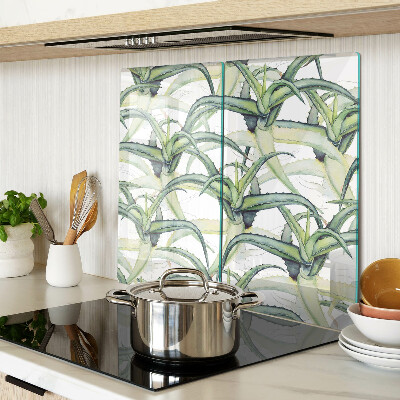 Planche à découper en verre Feuilles de plantes de style aquarelle