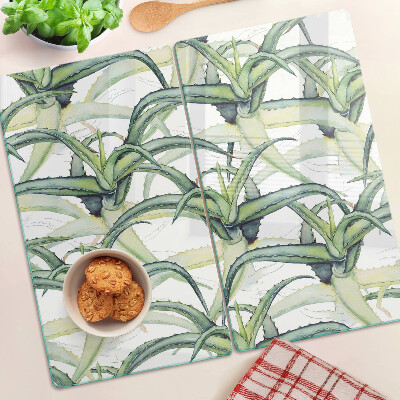 Planche à découper en verre Feuilles de plantes de style aquarelle