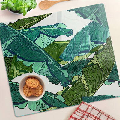 Planche à découper en verre Feuilles de palmier dans des tons de vert
