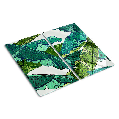 Planche à découper en verre Feuilles de palmier dans des tons de vert