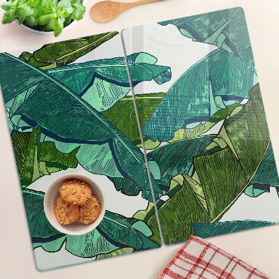 Planche à découper en verre Feuilles de palmier dans des tons de vert
