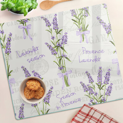 Planche à découper en verre Lettrage lavande et provençal