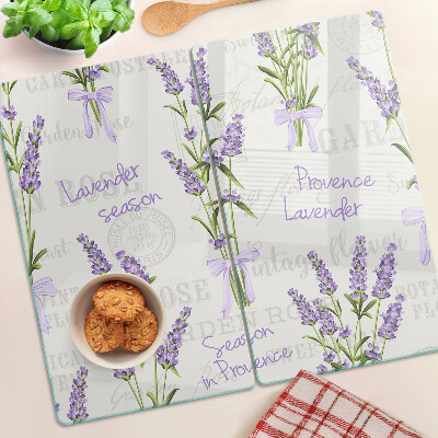 Planche à découper en verre Lettrage lavande et provençal