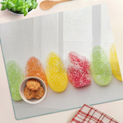 Planche à découper verre Des bonbons aux couleurs de l'arc-en-ciel