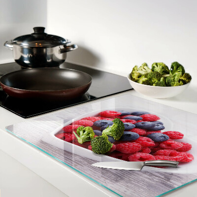 Planche à découper verre Fruits en forme de cœur