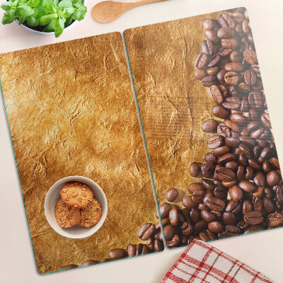 Planche à découper en verre Motif café et cuir