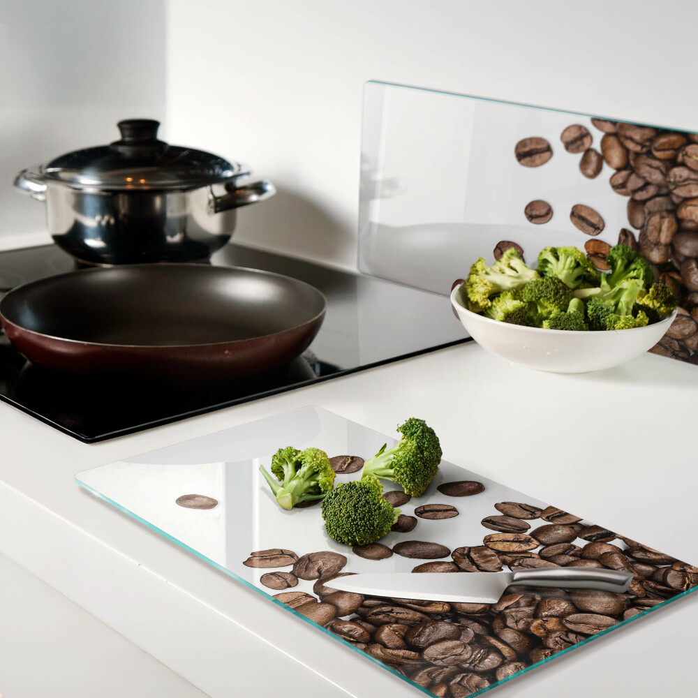 Tulup Planche À Découper 60x52cm Verre Trempé Cuisine Couvercle Cuisinière à Induction Protection Plaque Panneau de Protection - Grains de café