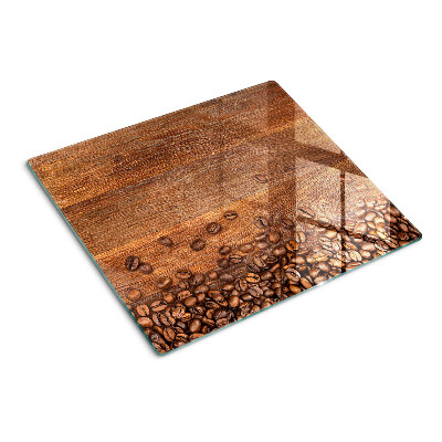 Planche à découper verre Grains de café sur fond de bois