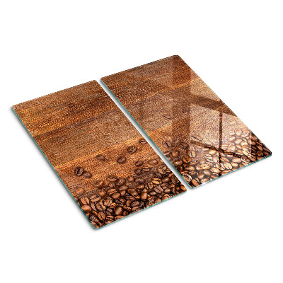 Planche à découper verre Grains de café sur fond de bois