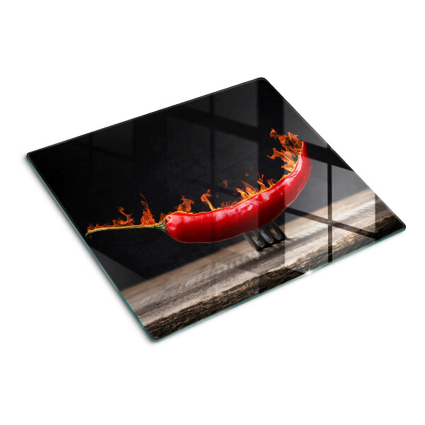 Planche à découper verre Feu et piment