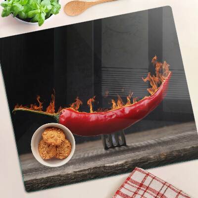 Planche à découper verre Feu et piment