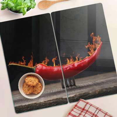 Planche à découper verre Feu et piment