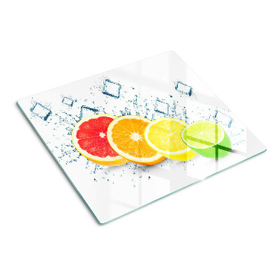 Planche à découper en verre Agrumes en tranches colorées