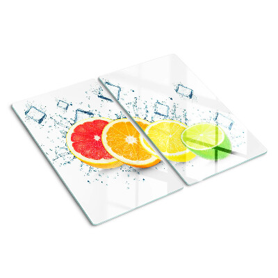 Planche à découper en verre Agrumes en tranches colorées