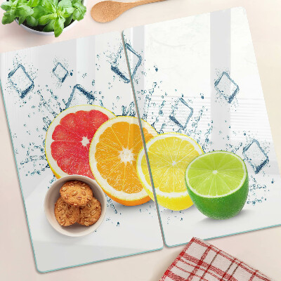 Planche à découper en verre Agrumes en tranches colorées