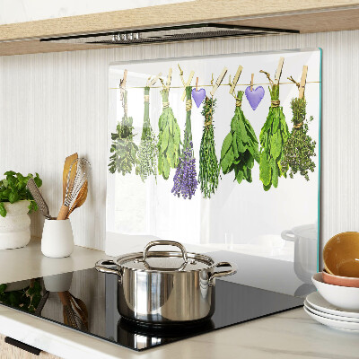 Planche à découper en verre Herbes sur une ficelle