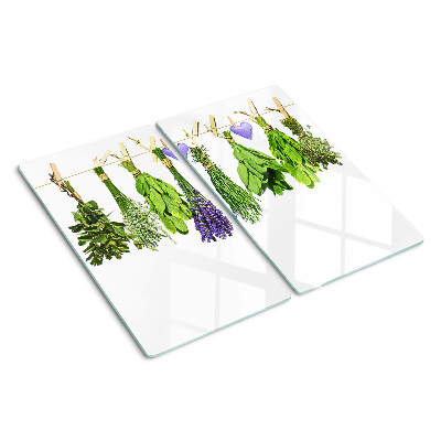 Planche à découper en verre Herbes sur une ficelle