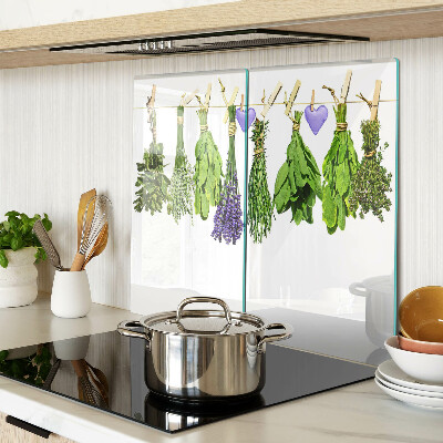Planche à découper en verre Herbes sur une ficelle