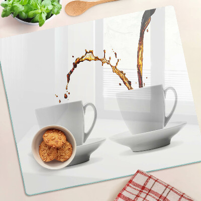 Planche à découper en verre Café dans des tasses