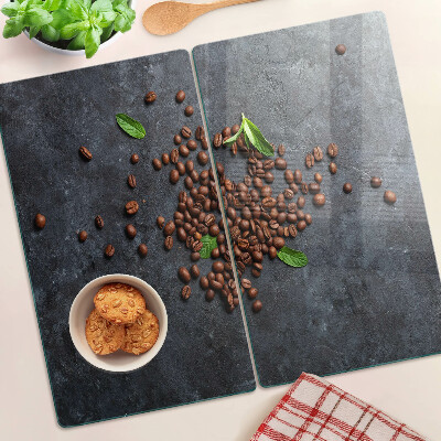Planche à découper verre Grains de café sur fond de pierre