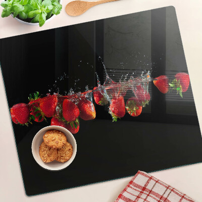 Planche à découper verre Fraises à l'eau