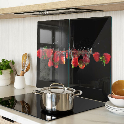 Planche à découper verre Fraises à l'eau