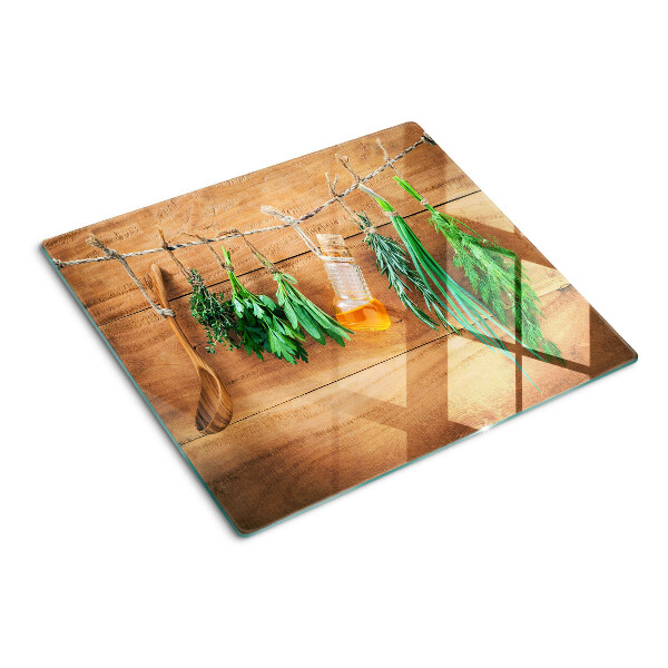 Planche à découper en verre Les herbes dans la cuisine