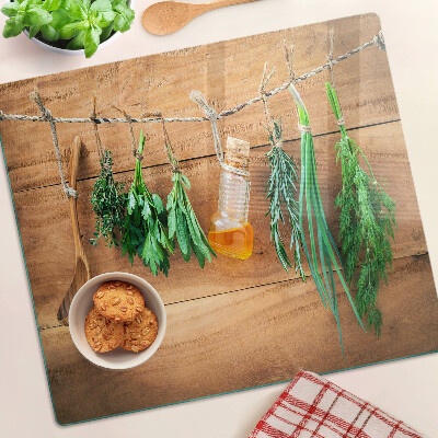 Planche à découper en verre Les herbes dans la cuisine