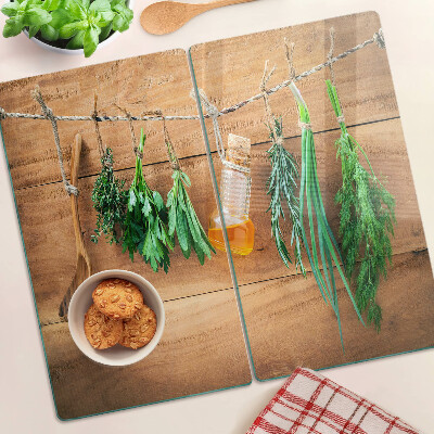Planche à découper en verre Les herbes dans la cuisine