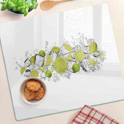 Planche à découper en verre Citrons et glace