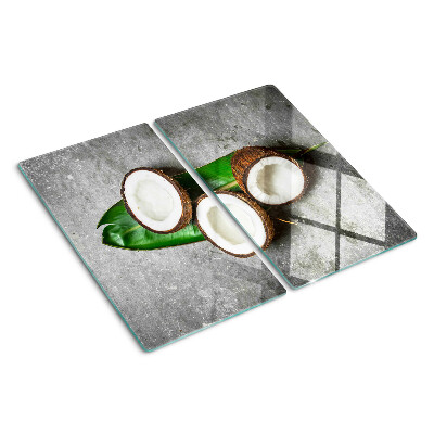 Planche à découper en verre Noix de coco sur fond de béton