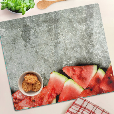 Planche à découper en verre Tranches de pastèque sur fond gris