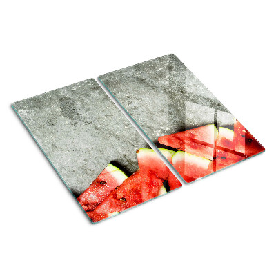 Planche à découper en verre Tranches de pastèque sur fond gris