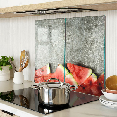 Planche à découper en verre Tranches de pastèque sur fond gris