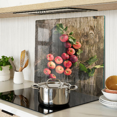 Planche à découper verre Pommes sur fond de bois
