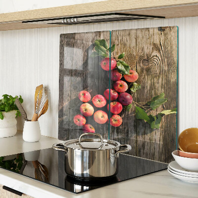 Planche à découper verre Pommes sur fond de bois