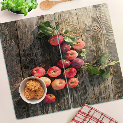 Planche à découper verre Pommes sur fond de bois