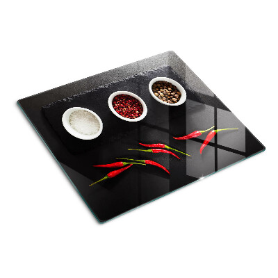 Planche à découper verre Épices et poivrons rouges