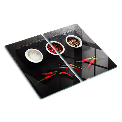 Planche à découper verre Épices et poivrons rouges