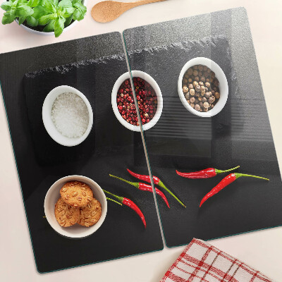 Planche à découper verre Épices et poivrons rouges