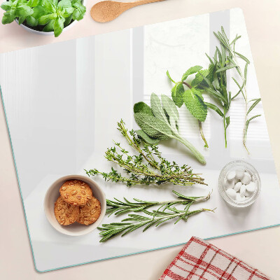 Planche à découper verre herbes de cuisine