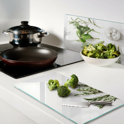 Planche à découper verre herbes de cuisine