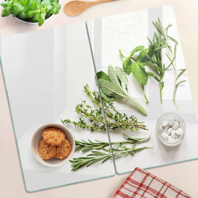 Planche à découper verre herbes de cuisine