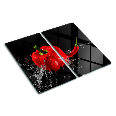 Planche à découper en verre Poivron rouge dans l'eau