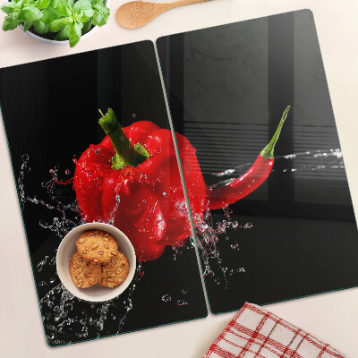 Planche à découper en verre Poivron rouge dans l'eau
