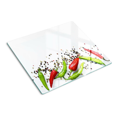 Planche à découper verre Paprika et poivre