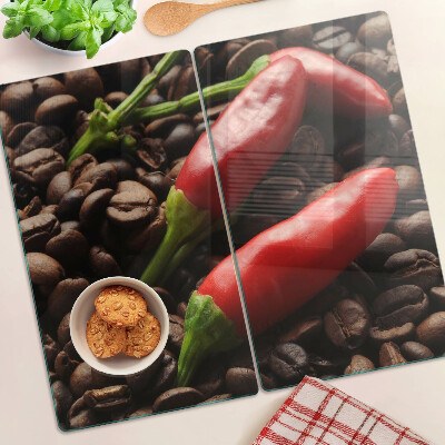 Planche à découper verre Café et piments