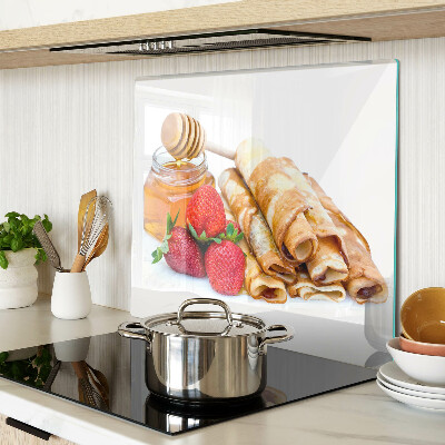 Planche à découper en verre Crêpes au miel et aux fraises