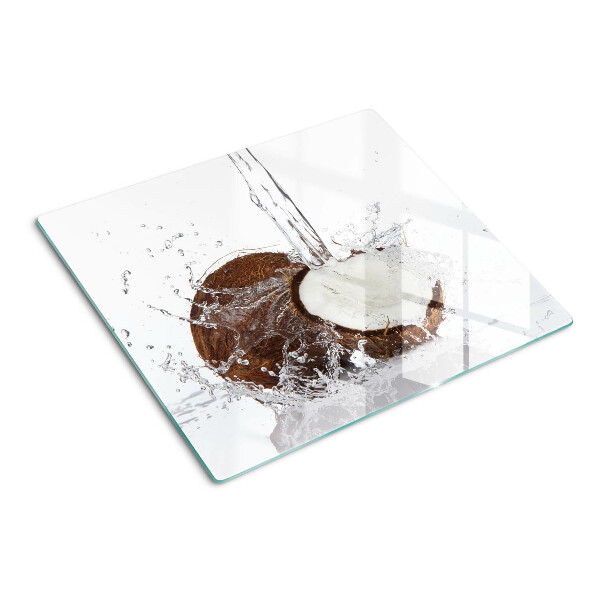 Planche à découper en verre Noix de coco avec eau et spray