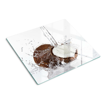 Planche à découper en verre Noix de coco avec eau et spray